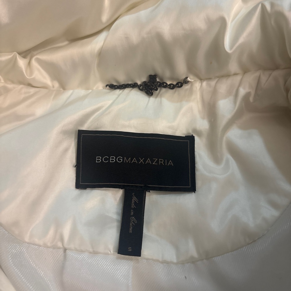 BCBGMaxAzria Quilted Cream Puffer Coat - Picture 3 of 4
